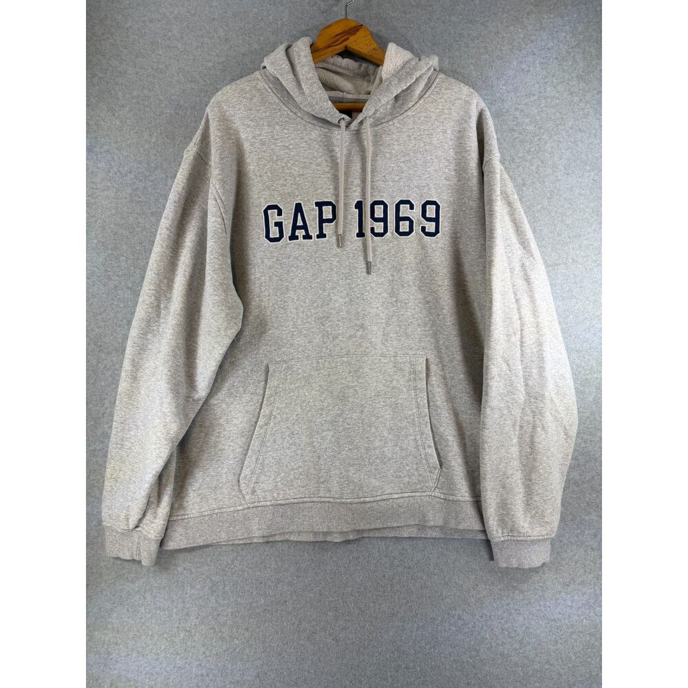 GAP Unisex XXL Gray GAP 1969 Logo Pullover Fleece Hoodie Sweatshirt 3742